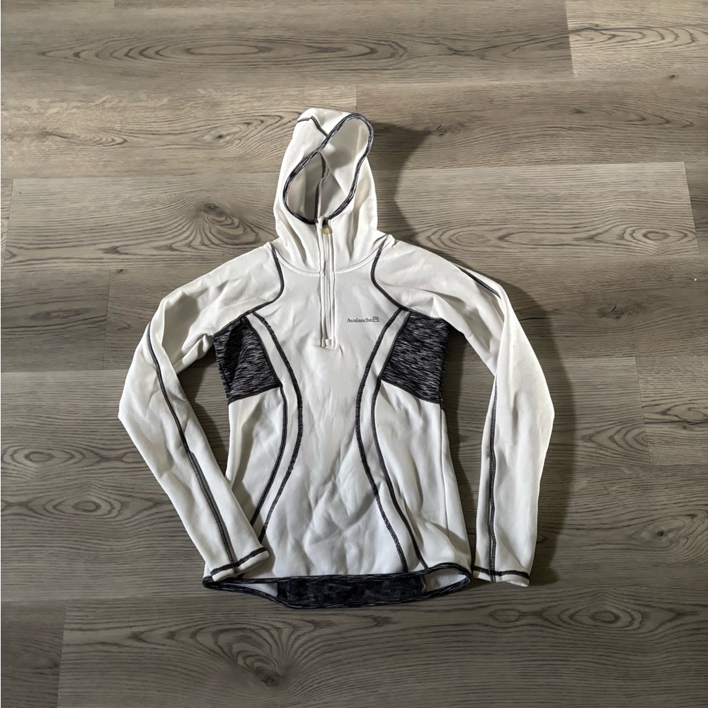 White and Black Hooded Pullover